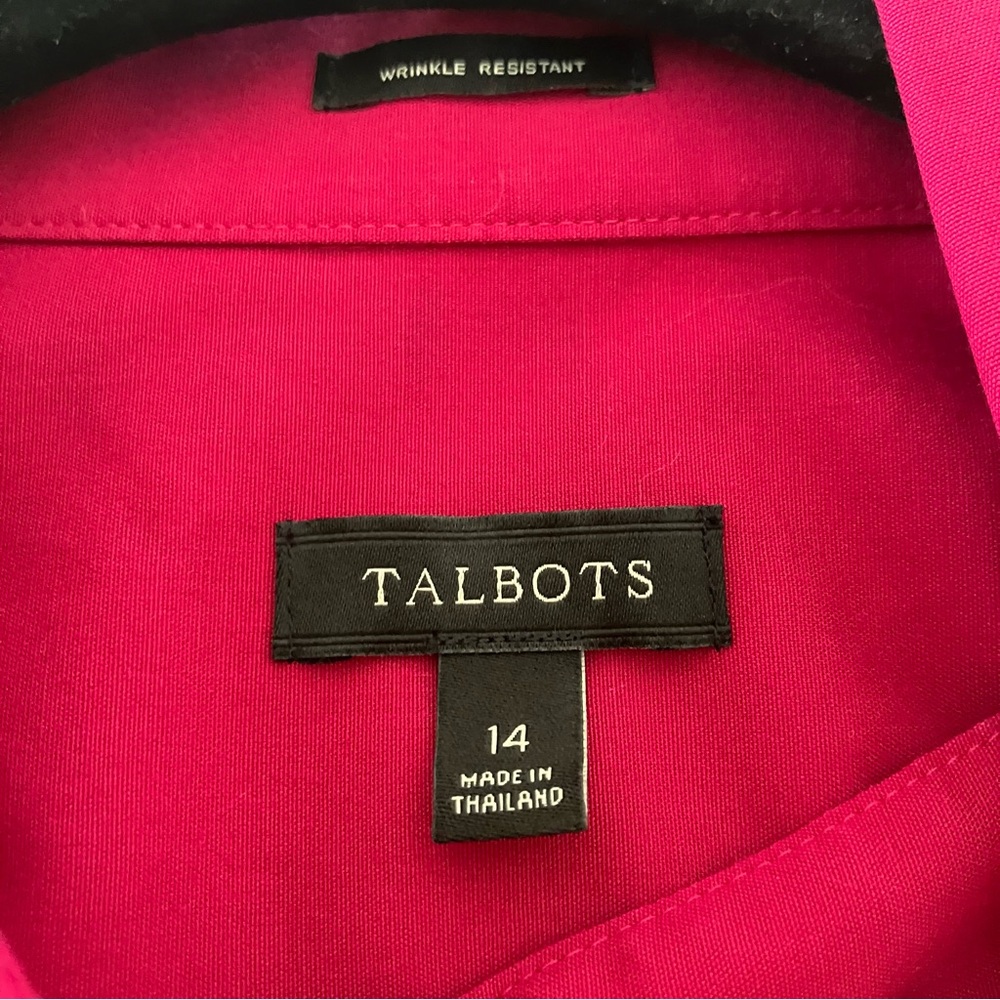 Talbots Wrinkle Resistant Raspberry Blouse Size 14 - Picture 4 of 11